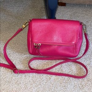 NWOT Talbots Leather Fuchsia Cross Body Bag